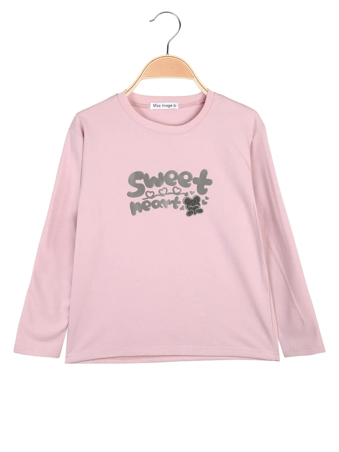 Miss Image T-shirt da bambina a maniche lunghe con stampa - rosa