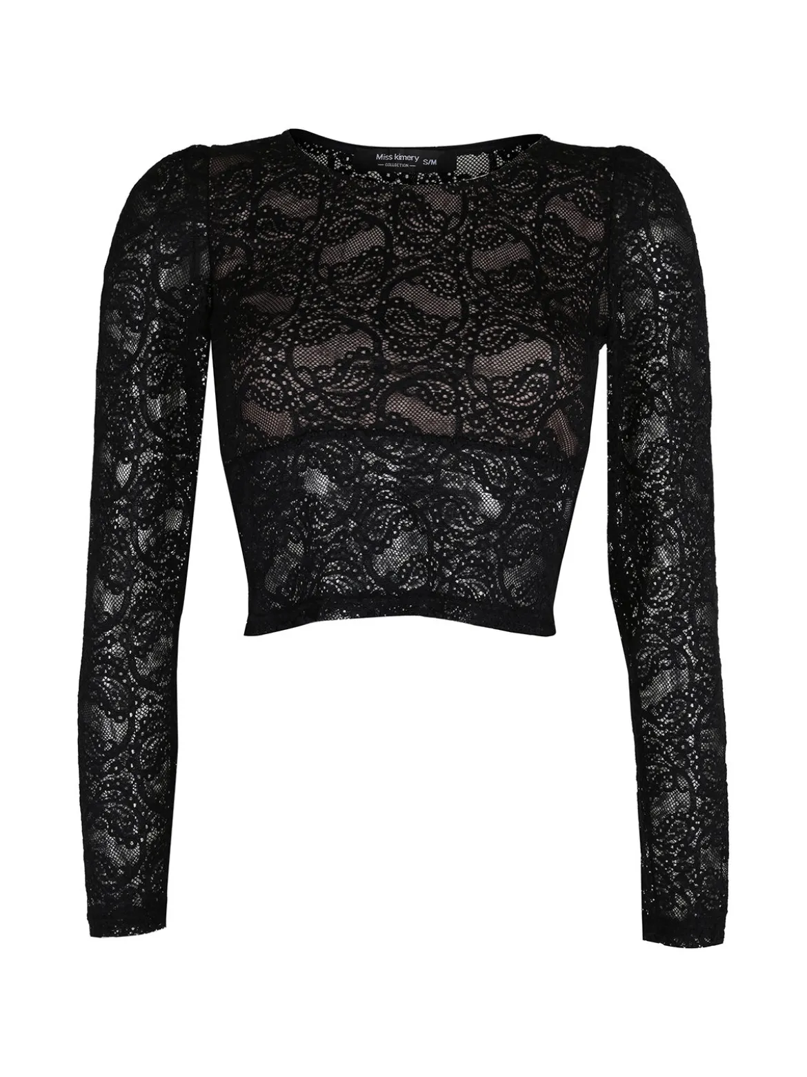 Miss Kimery Top donna in pizzo a maniche lunghe