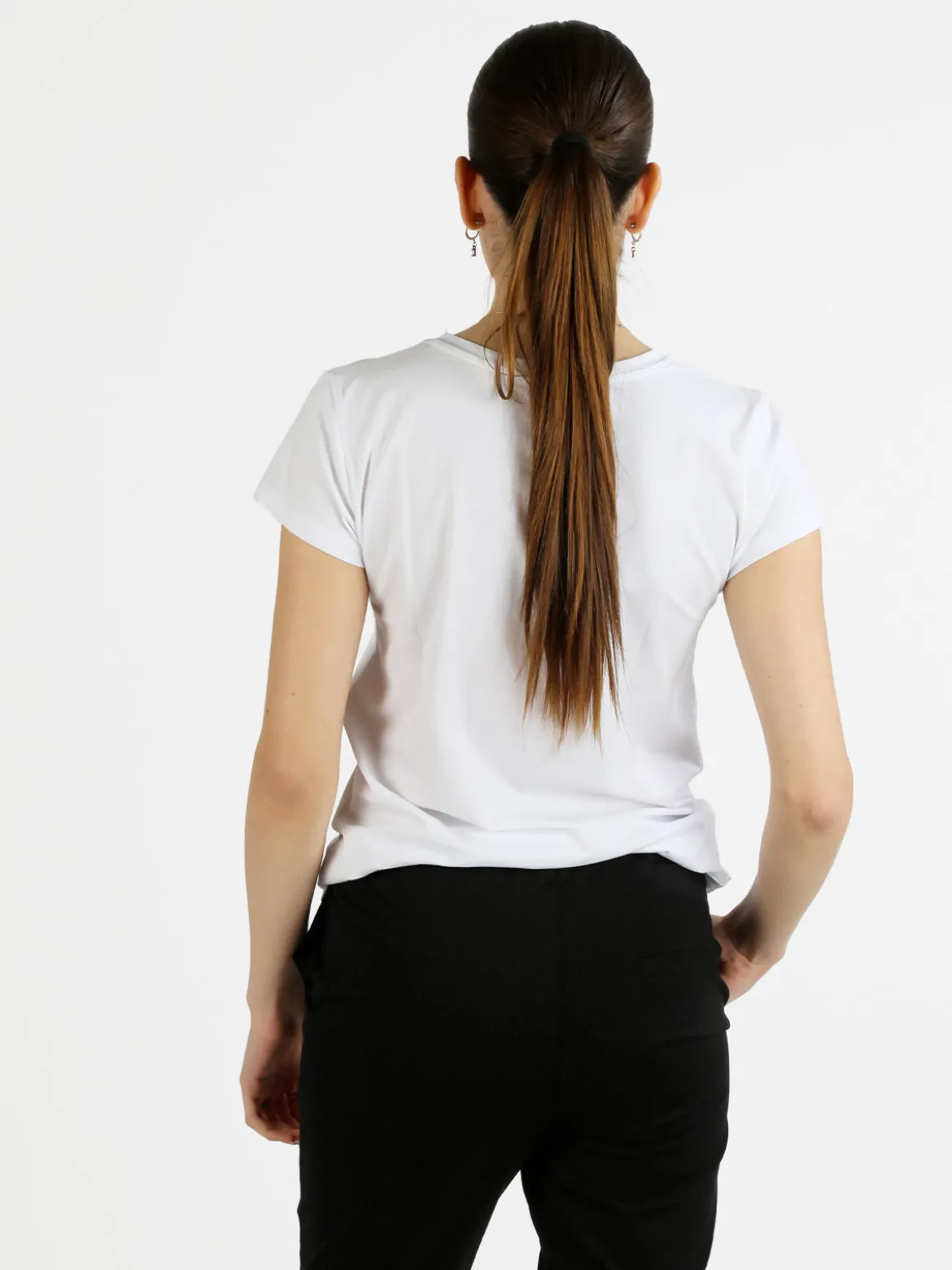Miss Kiss T-shirt donna fiore con strass colorati