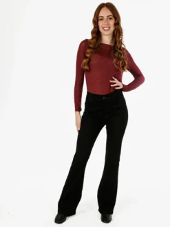Miss Natalie Pantaloni jeans donna push-up a zampa - nero