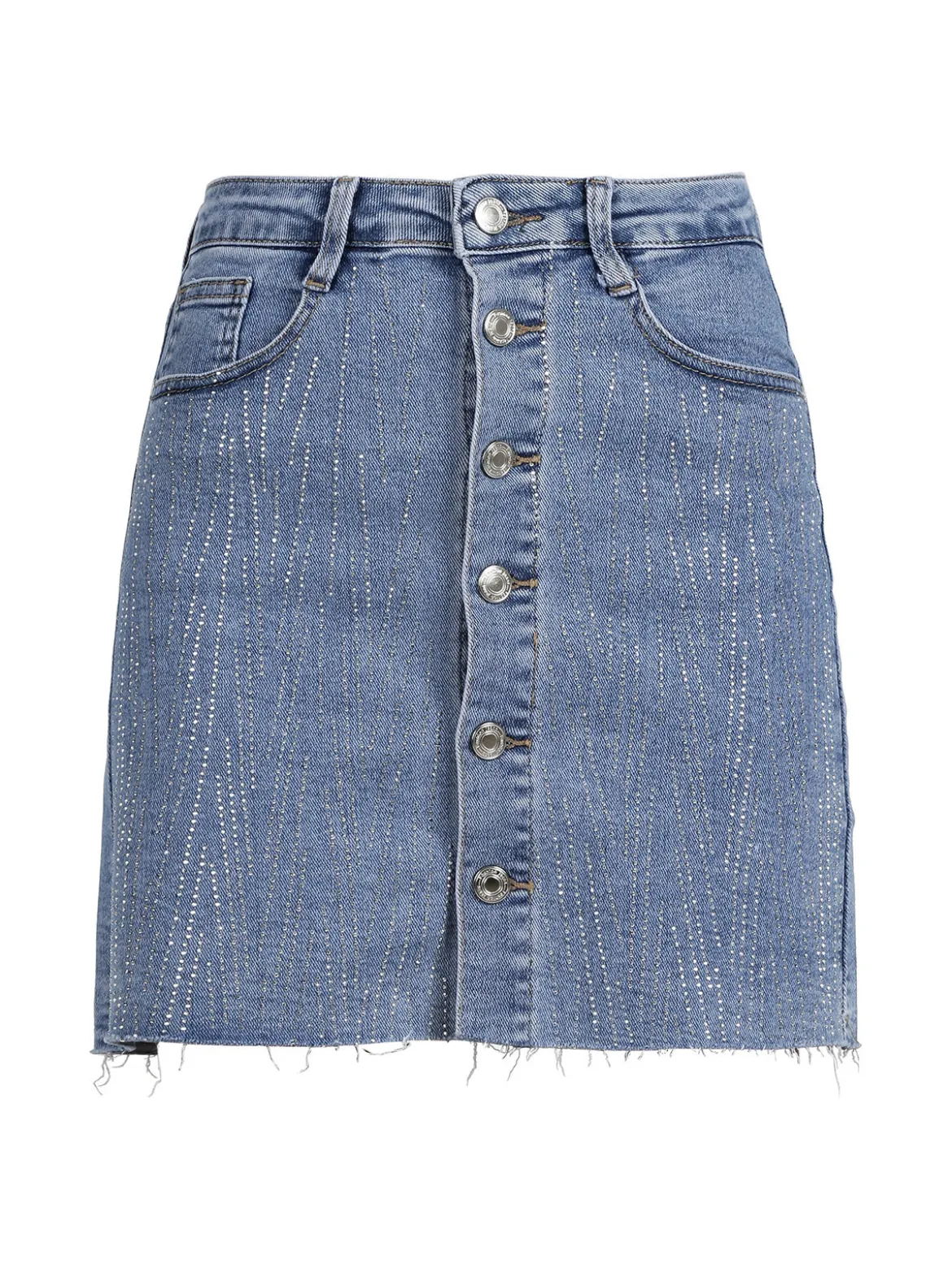 Miss Sister Gonna in jeans da donna con bottoni e strass
