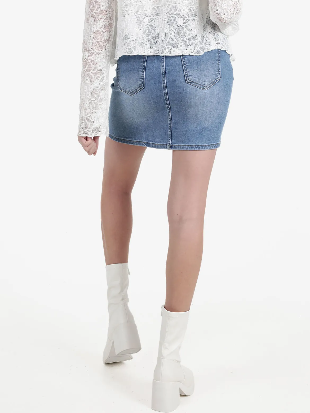 Miss Sister Gonna in jeans da donna con piccole borchie