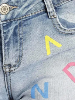 Miss Two Shorts jeans con stampa lettere