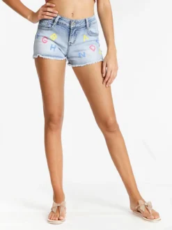 Miss Two Shorts jeans con stampa lettere