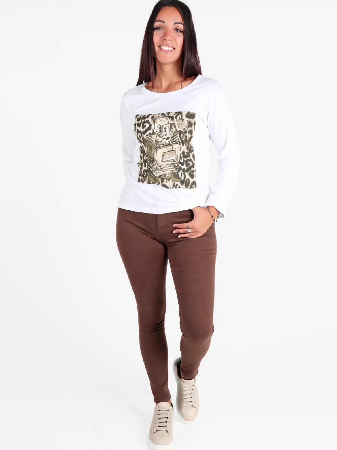 Mitica&Co. T-shirt donna a maniche lunghe in cotone