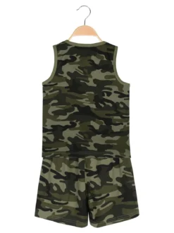 Moda Junior Completo corto militare da ragazzo con canotta e bermuda