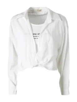 Monique Camicia donna a maniche lunghe con top in coordinato - bianco