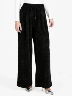 Monique Pantaloni eleganti da donna a gamba larga con strass