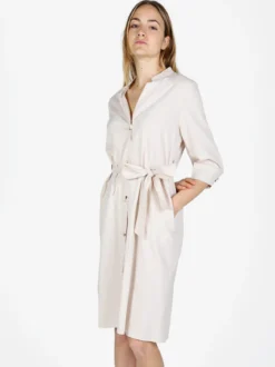Monte Cervino Abito a camicia da donna in misto lino con maniche a 3/4