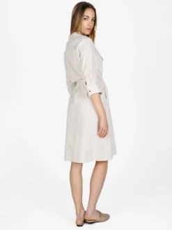Monte Cervino Abito a camicia da donna in misto lino con maniche a 3/4