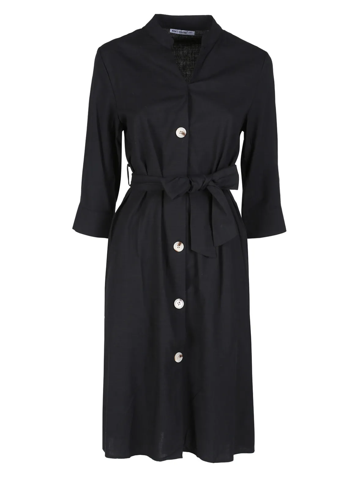 Monte Cervino Abito a camicia da donna in misto lino con maniche a 3/4