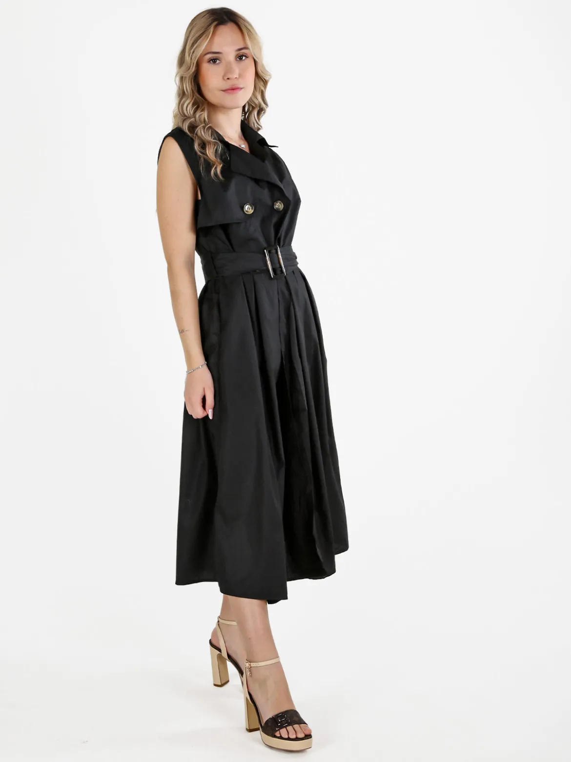 Monte Cervino Abito da donna smanicato stile trench in misto cotone