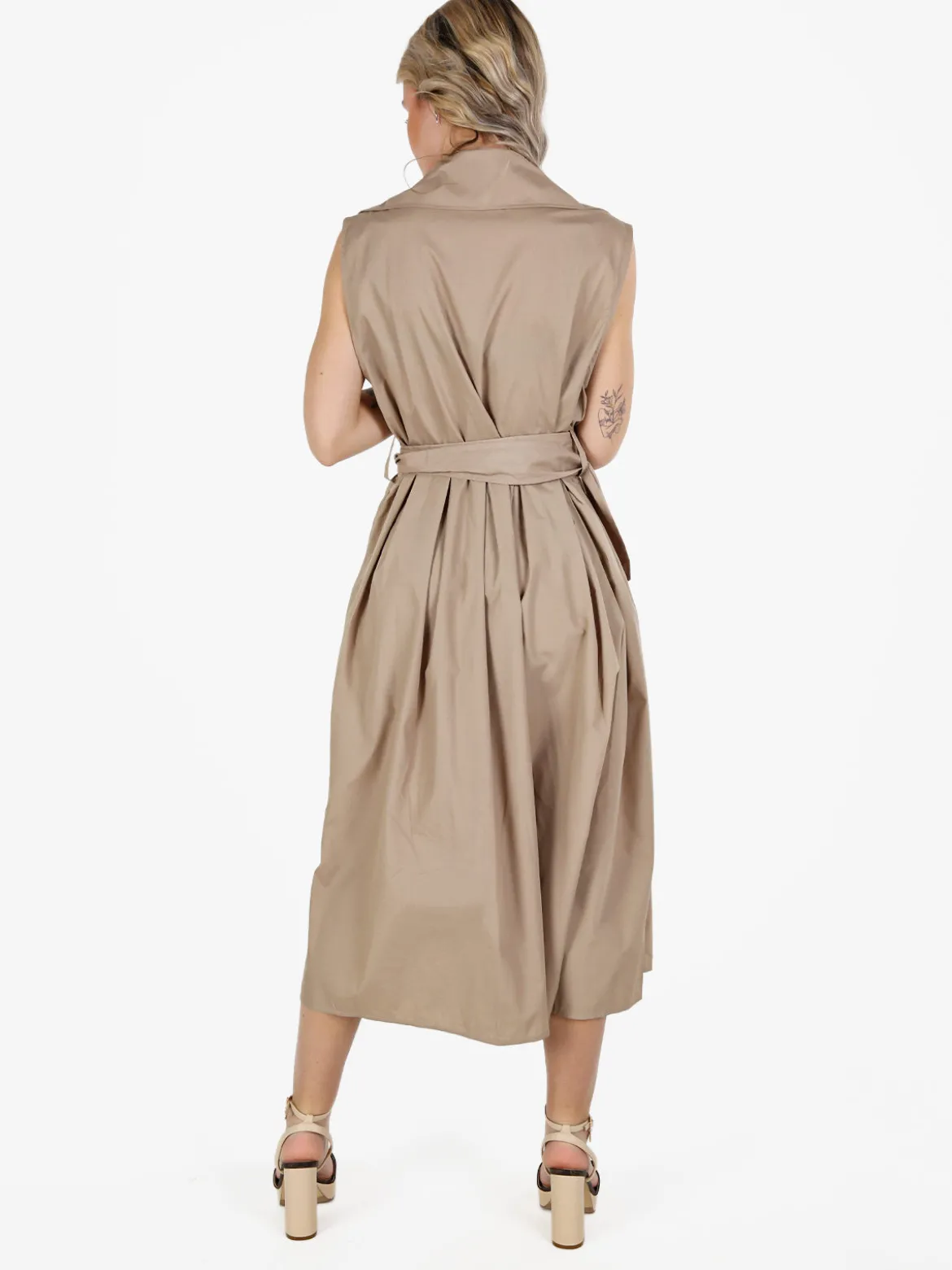 Monte Cervino Abito da donna smanicato stile trench in misto cotone