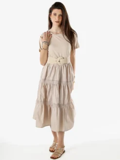 Monte Cervino Abito donna in cotone a maniche corte - beige