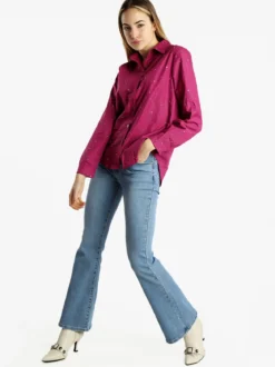 Monte Cervino Camicia donna a maniche lunghe con strass colorati