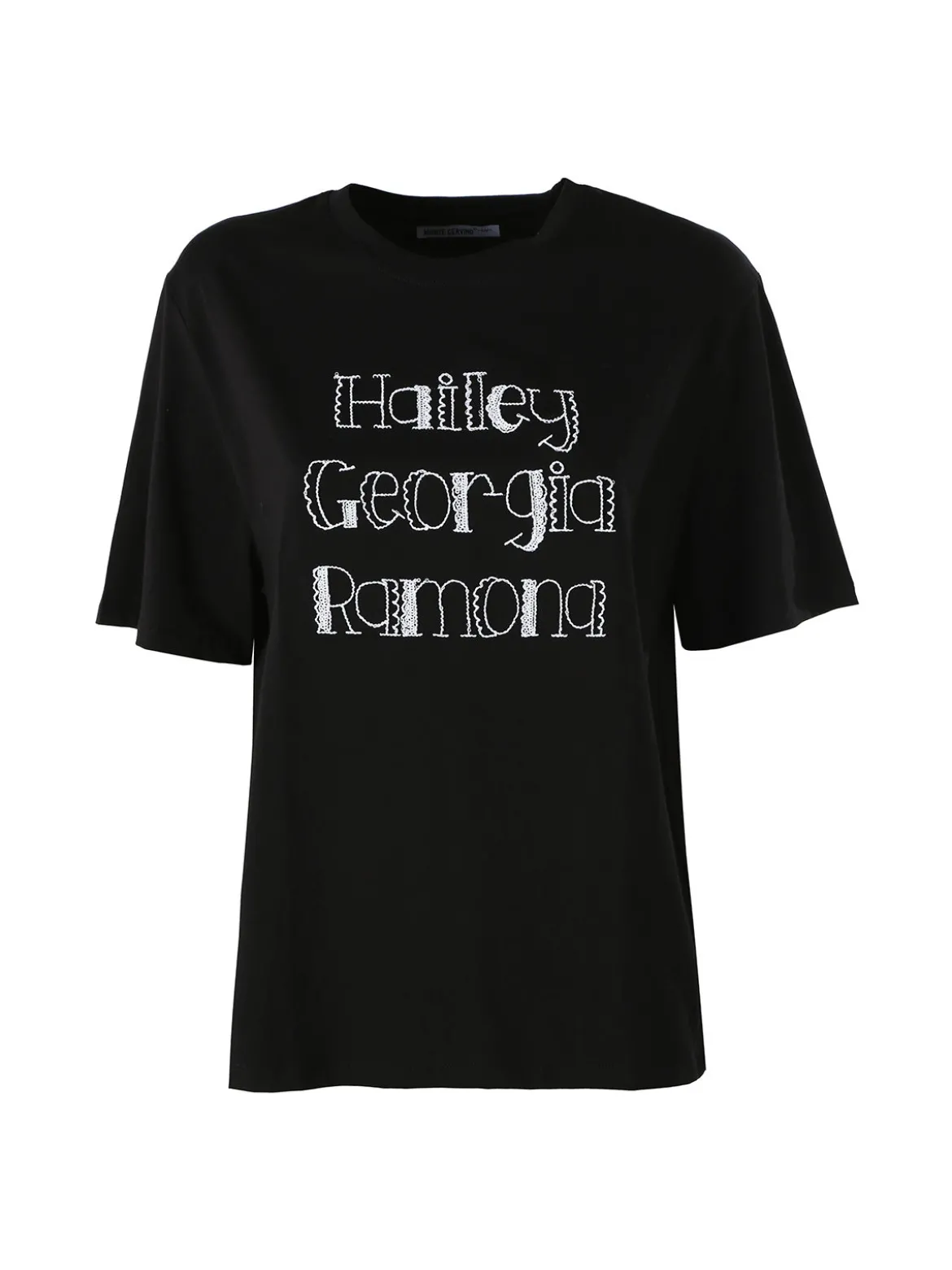 Monte Cervino T-shirt da donna in cotone con ricami - nero