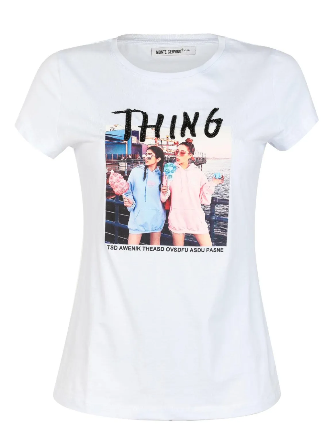 Monte Cervino T-shirt donna con disegno e perline