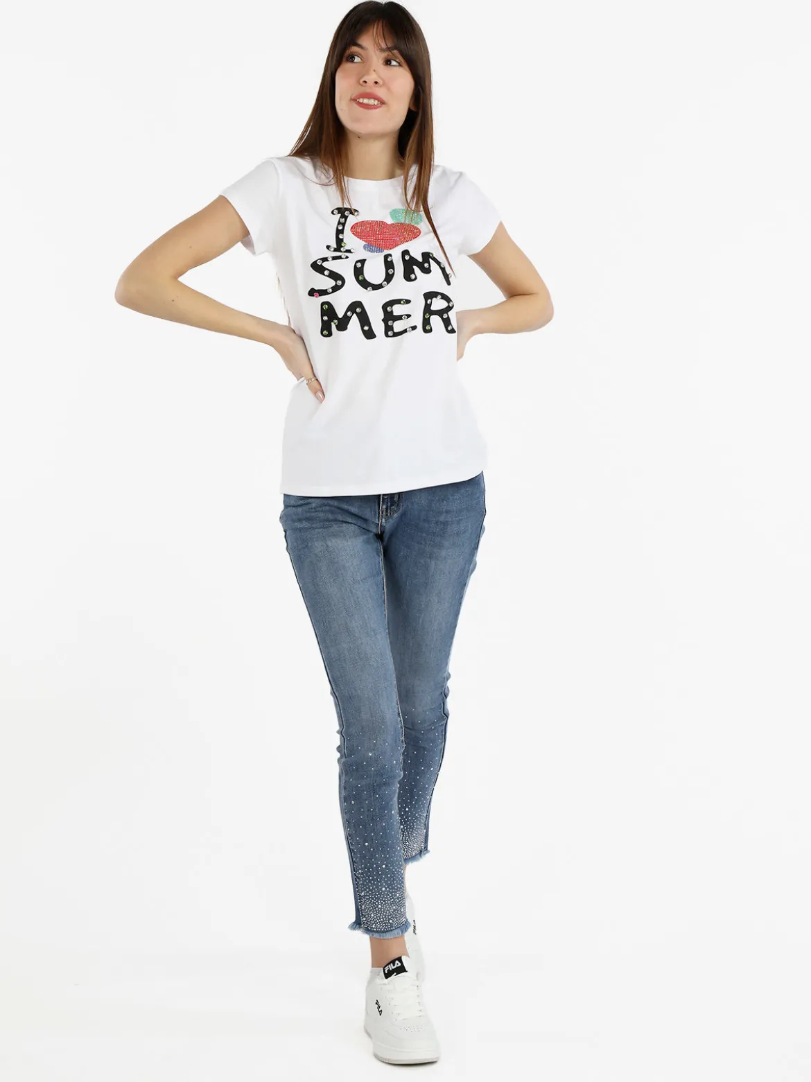 Monte Cervino T-shirt donna con stampa e strass