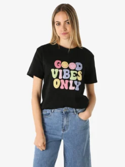 Monte Cervino T-shirt donna in cotone con stampa colorate - nero