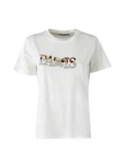 Monte Cervino T-shirt donna in cotone con stampa e strass - bianco
