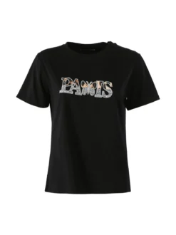 Monte Cervino T-shirt donna in cotone con stampa e strass - nero