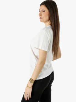 Monte Cervino T-shirt donna in cotone con stampa e strass - rosa