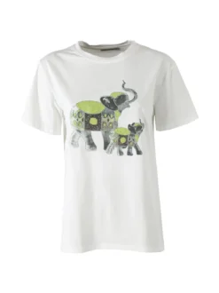 Monte Cervino T-shirt donna in cotone con stampa e strass - verde