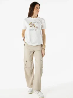 Monte Cervino T-shirt donna in cotone con stampa - giallo