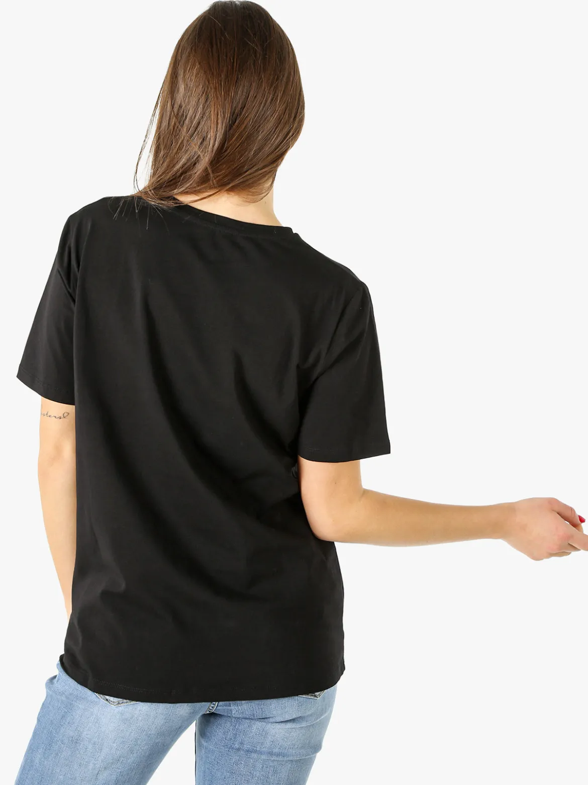 Monte Cervino T-shirt donna orsetto in cotone - nero