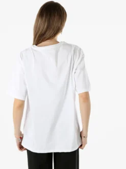 Monte Cervino T-shirt donna oversize in cotone con stampa e strass - rosa