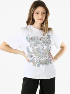 Monte Cervino T-shirt girocollo da donna in cotone con stampe e strass - bianco