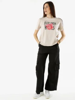 Monte Cervino T-shirt girocollo da donna in cotone con stampe - beige