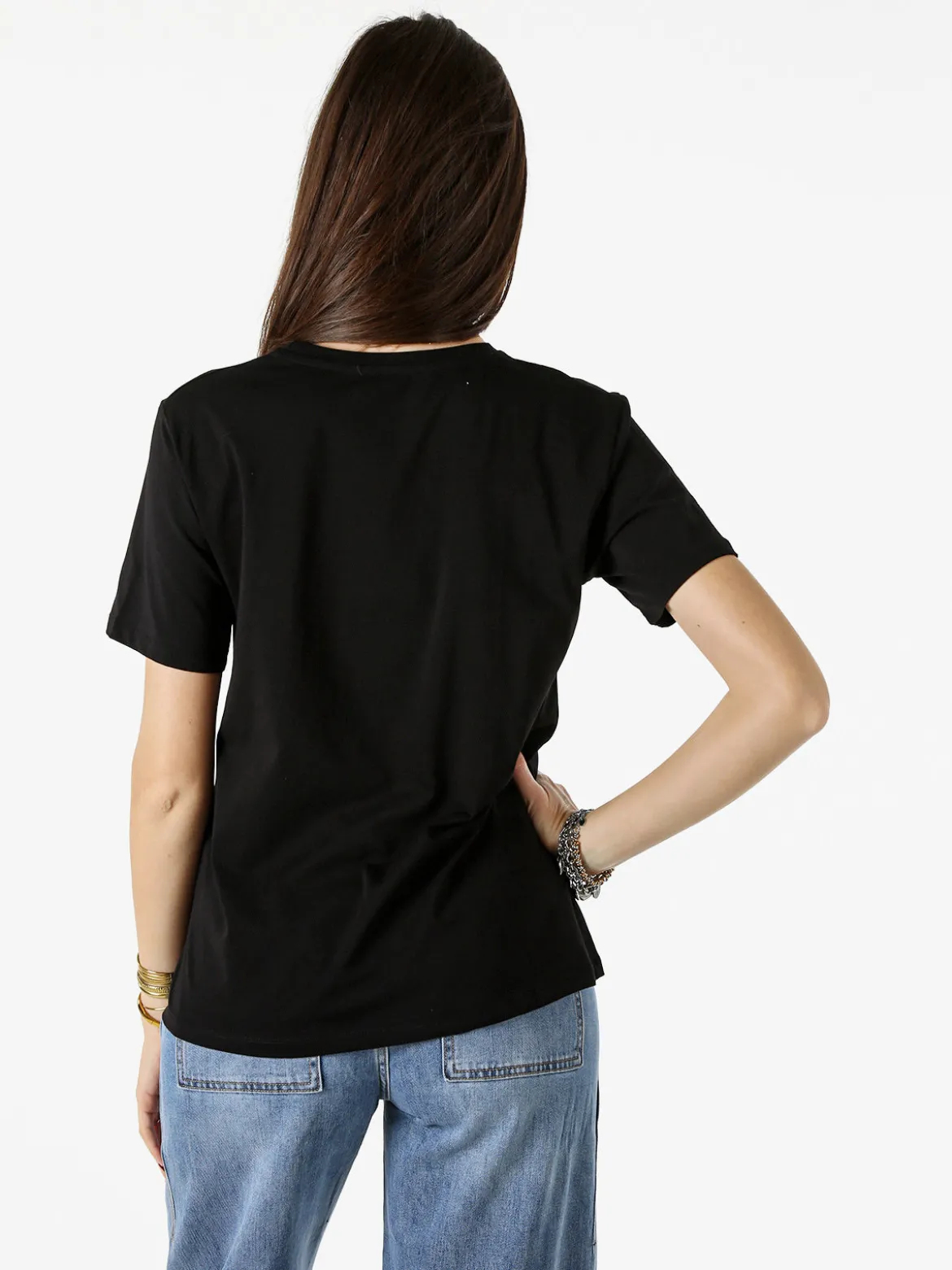 Monte Cervino T-shirt girocollo da donna in cotone con stampe - nero
