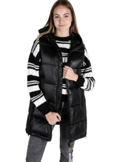 Mont Rose Gilet donna lungo trapuntato con cappuccio