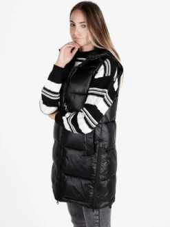 Mont Rose Gilet donna lungo trapuntato con cappuccio