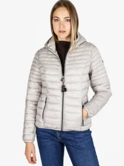 Mont Rose Giubbotto corto da donna con cappuccio e zip - beige