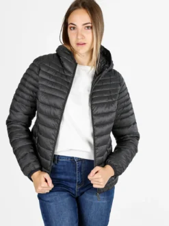 Mont Rose Giubbotto corto da donna con cappuccio e zip - nero