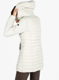 Mont Rose Giubbotto lungo da donna con cappuccio e zip - panna