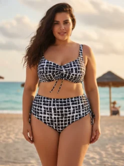 Moorea Beach Bikini donna sfoderato senza ferretto e slip con coulisse laterali - nero