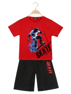 Mouset Completo corto da bambino con t-shirt skate e bermuda