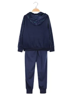 Mouset Completo 3 pezzi da bambino con cappuccio e zip - blu