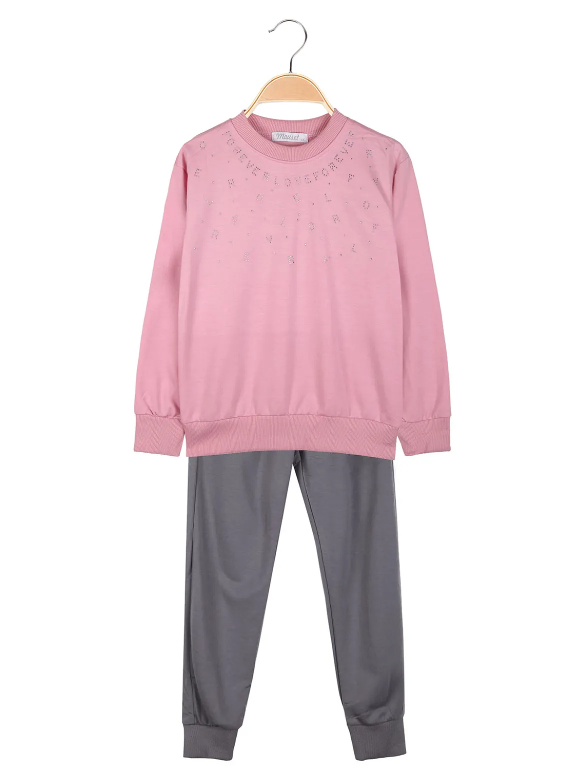 Mouset Completo tuta da bambina 2 pezzi felpa e pantaloni - rosa