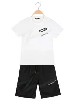 Mr Jek Completo corto da bambino con t-shirt e bermuda - bianco