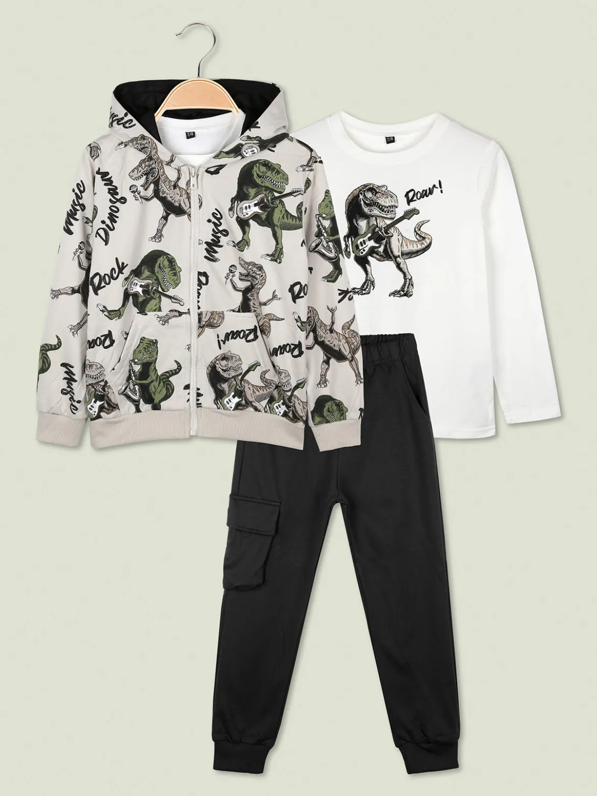 Mr Jek Completo 3 pezzi da bambino con cappuccio e zip - beige