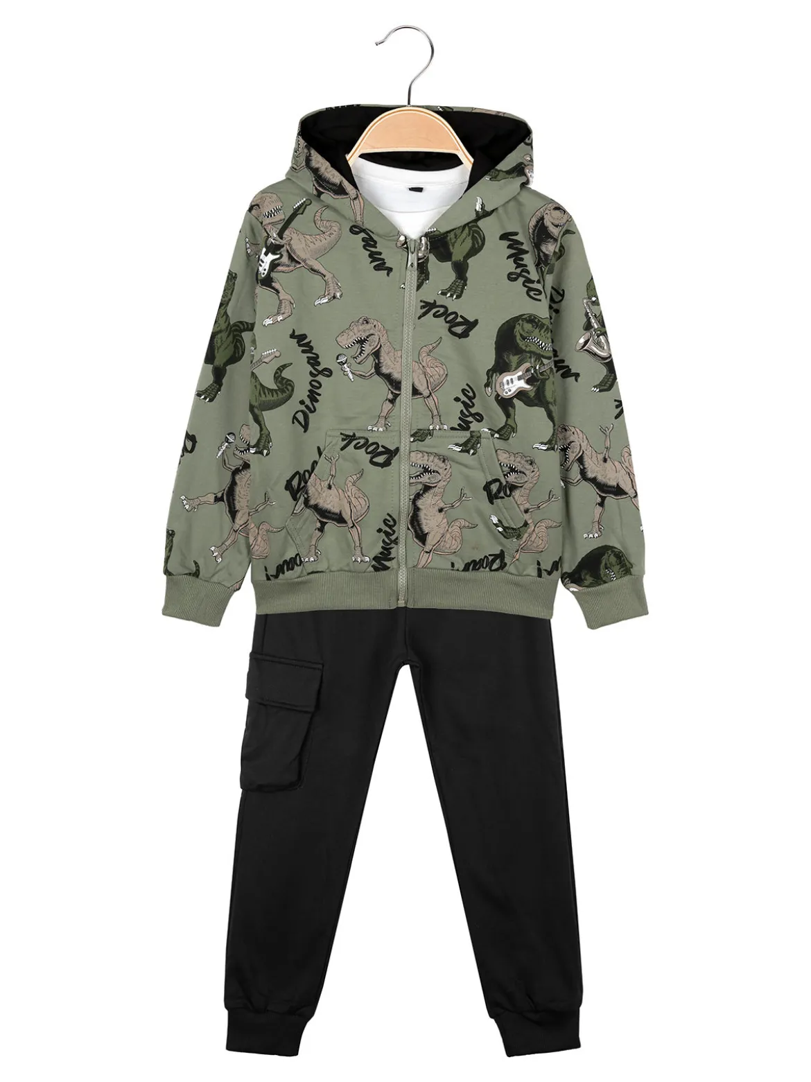 Mr Jek Completo 3 pezzi da bambino con cappuccio e zip - verde