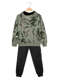 Mr Jek Completo 3 pezzi da bambino con cappuccio e zip - verde