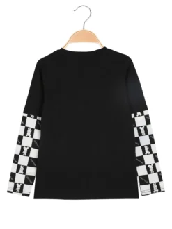 Mr Jek T-shirt da bambino a maniche lunghe stampate - nero