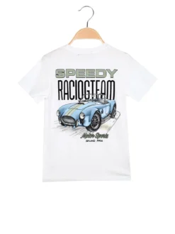 Mr Jek T-shirt da bambino in cotone con stampa disegno davanti e dietro - bianco