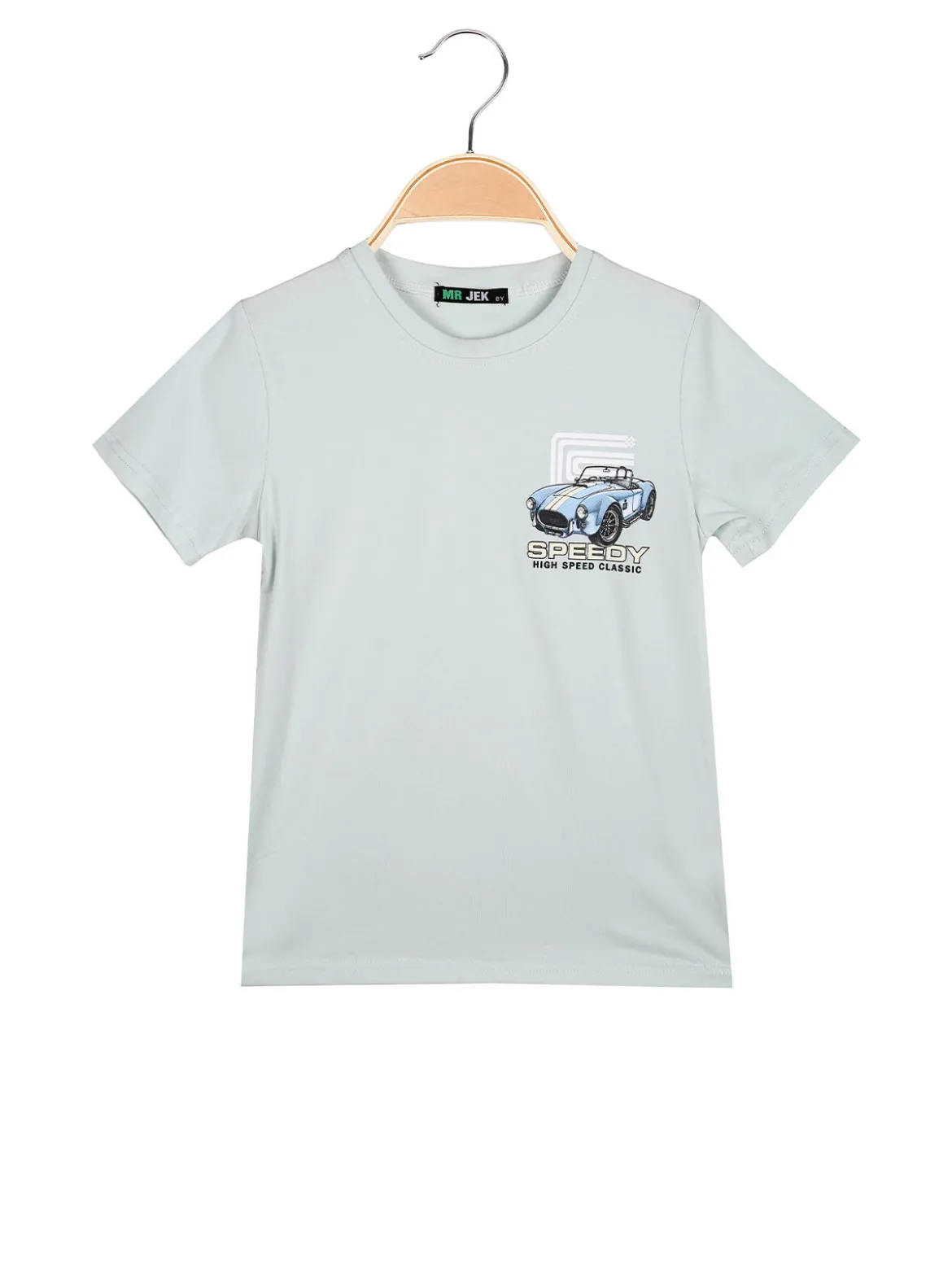 Mr Jek T-shirt da bambino in cotone con stampa disegno davanti e dietro - verde chiaro