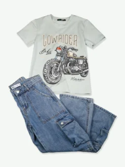 Mr Jek T-shirt da ragazzo in cotone con stampa disegno - verde chiaro
